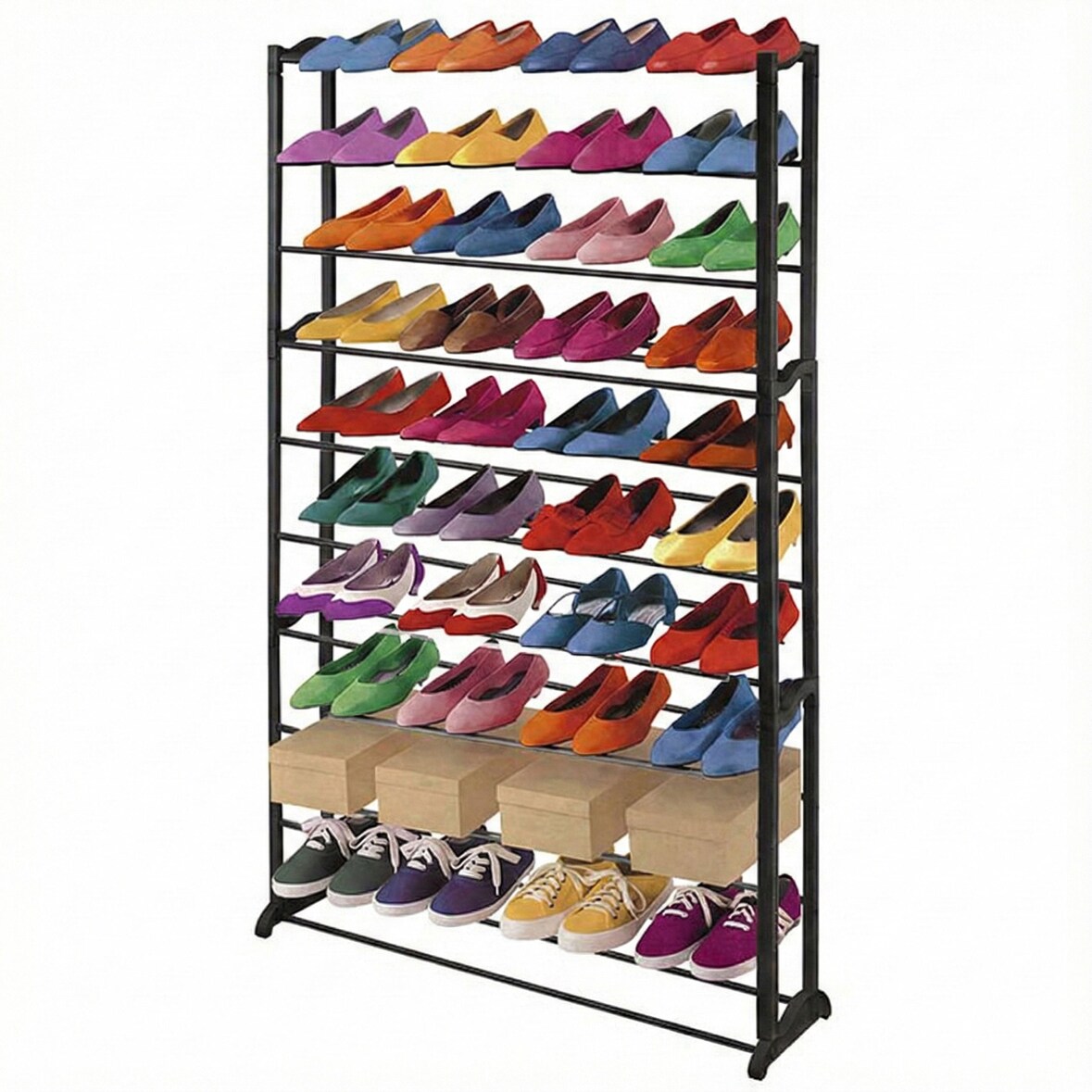 Scarpiera Scarpiera, plastica, montanti incrociati in metallo, per 40 paia di scarpe ~ nero