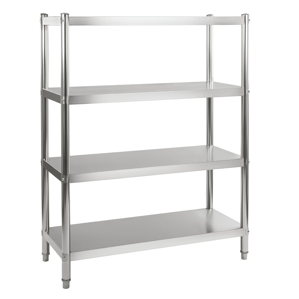 GastroHero Lagerregal Basic 120x50 Edelstahl Regal 4 Böden 1200x500x1800 mm Gastro Regal Küchenregal Chrom-Nickel-Stahl AISI 201 70 kg Tragkraft je Bo