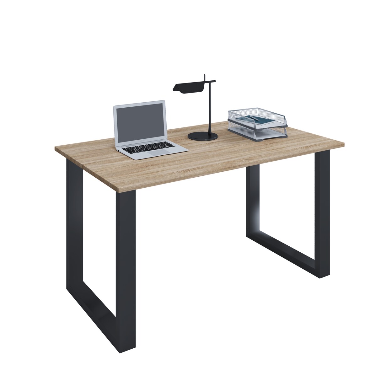 VCM Schreibtisch Lona Schwarz / Sonoma-Eiche H. 76 x B. 110 x T. 50 cm