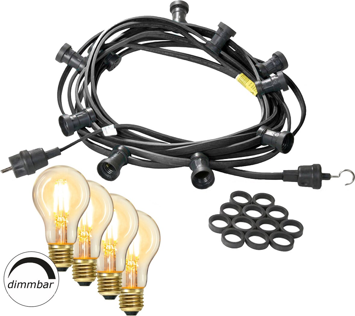 Illu- Party Garten Außenlichterkette 5m schwarz 5x dimmbare Glühbirne