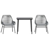 thumbnail of vidaXL 3-tlg. Garten-Essgruppe mit Kissen Grau Poly Rattan Glas