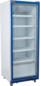 thumbnail of Romux® Glastürkühlschrank MD 600 Liter 1 Tür Blau mit Belüftet | Professioneller Getränkekühlschrank mit Glastür & LED