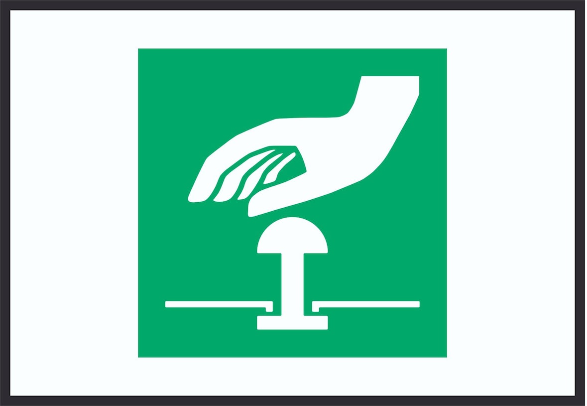 Not-Halt-Knopf Symbol A0 Rückseite selbstklebend Schild