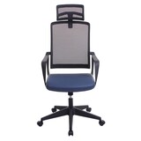 thumbnail of Sedia da ufficio HWC-J52, sedia girevole da scrivania, poggiatesta ergonomico, similpelle ~ blu-grigio