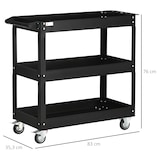thumbnail of DURHAND carro de herramientas con ruedas carro de taller de acero con 3 estantes de almacenamiento y asa lateral carga 150 kg 83x35,3x76 cm