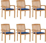 thumbnail of vidaXL Stapelbare Gartenstühle mit Kissen 6 Stk. Massivholz Teak