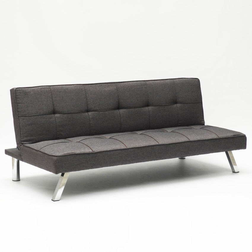 Divano letto in tessuto 2 posti design moderno Gemma pronto letto - Grigio Scuro-DI319MIG