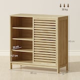 thumbnail of HOMCOM armario de baño de bambú mueble de baño con 2 puertas correderas diseño con lamas 4 estantes para cocina salón 80x34x80 cm natural