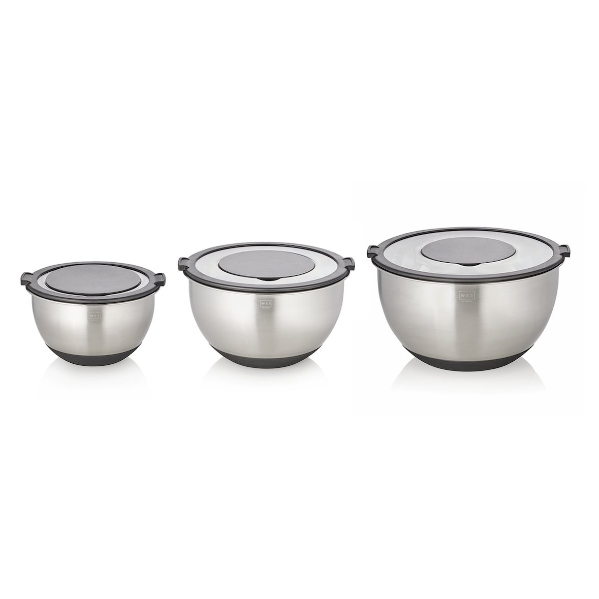Bols avec accessoires Ø 11/13/15 cm fond antidérapant inox silicone - Was Germany
