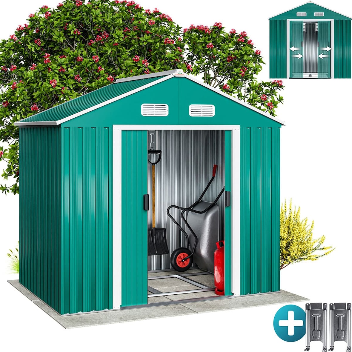 GARDEBRUK® XL Metall Gerätehaus mit Fundament Gartenhaus