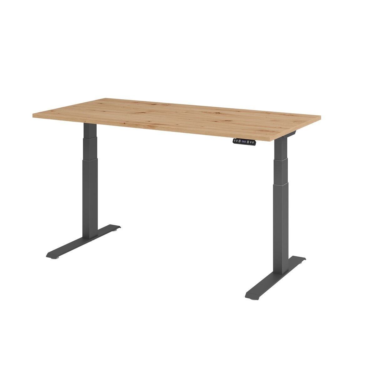 Hammerbacher-Sitz-Steh-Schreibtisch el.160x80cm Asteiche/G-VXDKB16/R/G