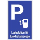 thumbnail of Dreifke® Parkplatzschild-Ladestation für Elektrofahrzeuge,Symbol+Text, Alu,blau,400x650mm
