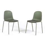thumbnail of Set de 2 chaises en polypropylène avec coussin en tissu, design moderne, pieds en métal pour cuisine, salle à manger, bars et restaurants ROSY – Vert