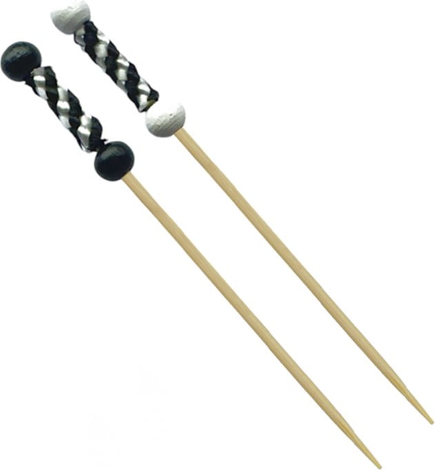 MONOUSO - Fingerfood Spießee Verziert Weiß und Schwarz 9cm (1.200 Stück)