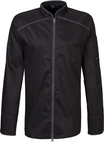 220 - Kochjacke langarm, 2-wege RV, Fb. schwarz mit farbiger Paspel : graphit 65% Polyester 35%Baumwolle 220 g/m² 4XL