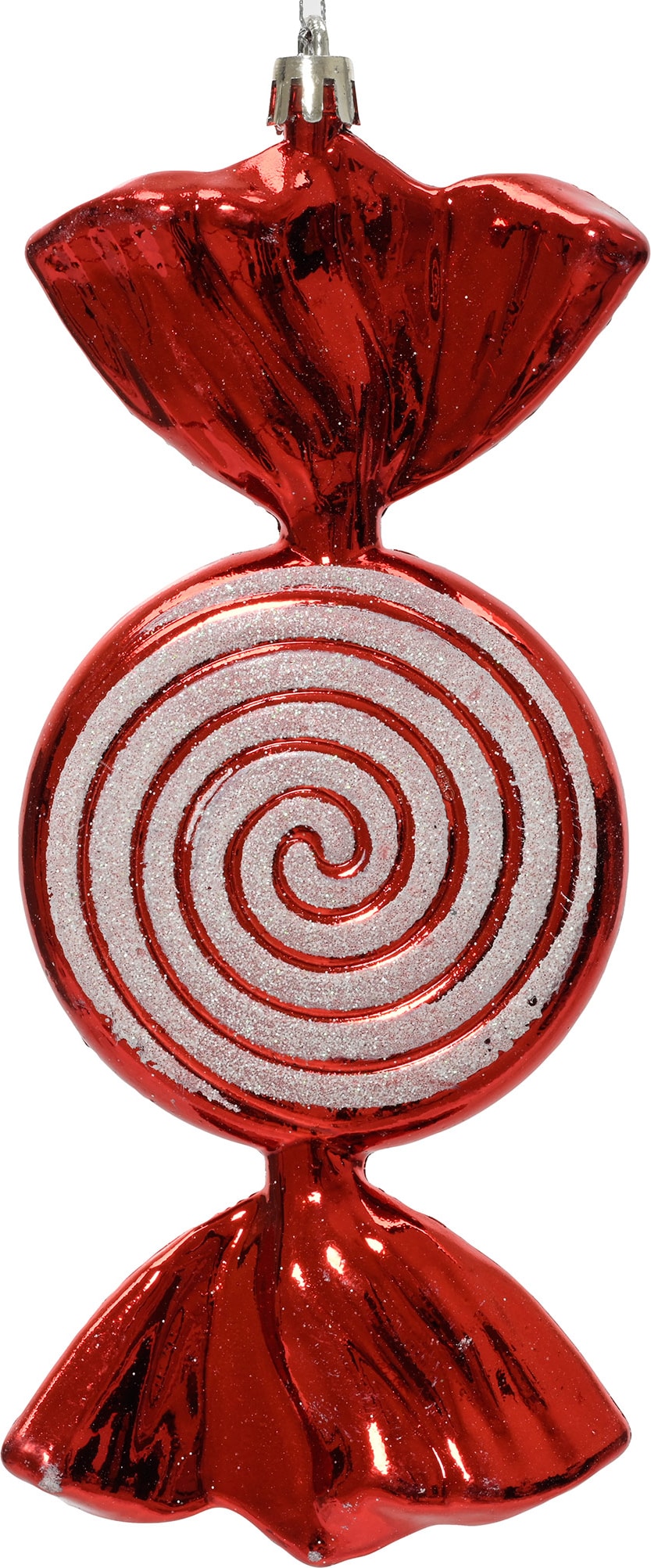 Christbaumschmuck Kunststoff 18cm Bonbon Figur zum Aufhängen - Weihnachtsbaum Anhänger Weihnachten Weihnachtsbaumschmuck bruchfest Süßigkeit Rot Weiß