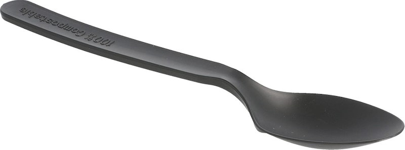 Un cucchiaio di plastica nero.