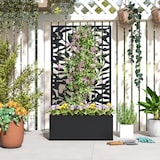thumbnail of Outsunny jardinera exterior grande de metal jardinera con pantalla de privacidad jardinera de pared o independiente 61x23x113 cm negro