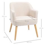 thumbnail of HOMCOM sillón de salón moderno butaca tapizada en lino con patas de madera para dormitorio oficina estudio carga 120 kg 64,5x65x79,5 cm crema
