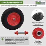 thumbnail of Schubkarrenrad pannensicher Vollgummi 4.80/4.00-8 rot/schwarz + Achse Ersatzrad Reifen PU
