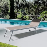 thumbnail of Coppia Di Lettini Prendisole Pieghevole Professionale in Alluminio e Tessuto Textilene Tettuccio Parasole Sdraio Mare Spiaggia 182x60x38 cm Tortora