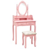 thumbnail of vidaXL Schminktisch-Set mit Hocker Rosa 75x69x140 cm Paulownia-Holz