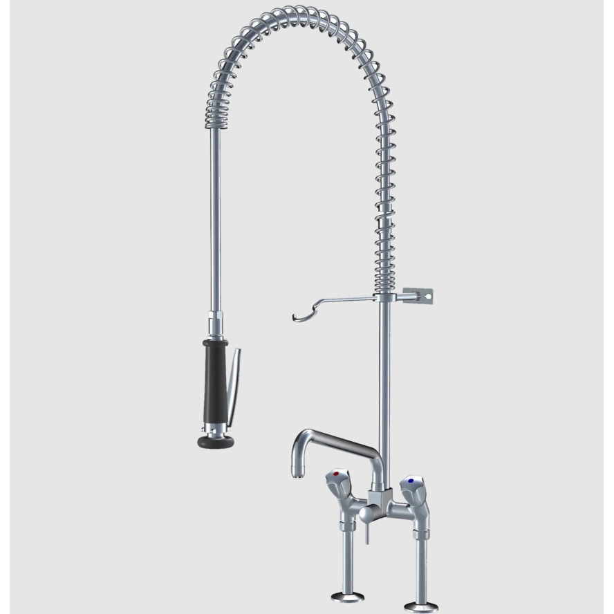 KWC GASTRO Zweigriffmischer - Grossküche, Geschirrwaschbrause mit Wandhalter