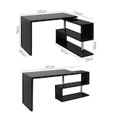 thumbnail of Design hoekbureau HWC-A68, bureautafel bureau, hoogglans draaibaar 120x60cm ~ zwart