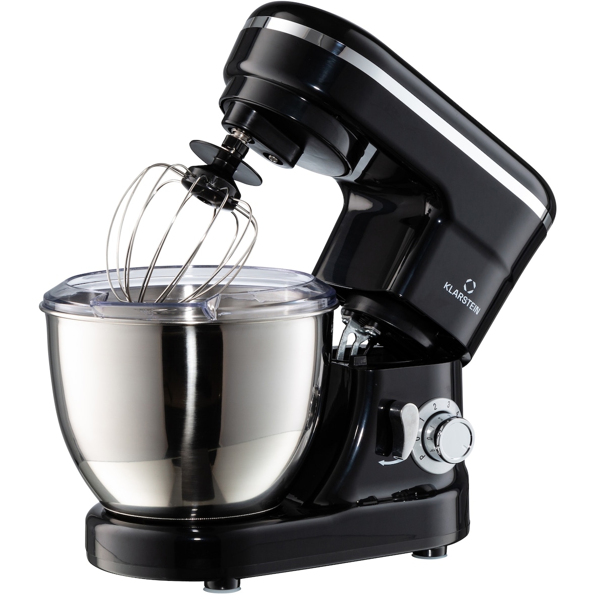Klarstein Bella Mini Rührmaschine 1200 W 6 Stufen 4 Liter Edelstahl Pulsfunktion Schwarz