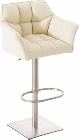 thumbnail of 2er Set Barhocker SIHAR - Kunstleder Creme 64x45x88 cm Silber | Barstuhl Höhenverstellbar Mit Lehne Drehbar Tresenhocker Tresenstuhl Kneipenhocker