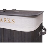 thumbnail of Wäschekorb HWC-C21, Laundry Wäschebox Wäschesammler Wäschebehälter, Bambus 2 Fächer 63x55x34cm 100l ~ dunkelgrau