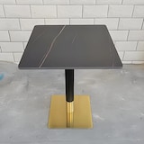 thumbnail of Gastronomiemöbel, Esstisch, Cafétisch, Sintersteinplatte, Metallbeine, Schwarz-Gold, quadratischer Tisch 60×60×75 cm /Y-HBJ-60F/