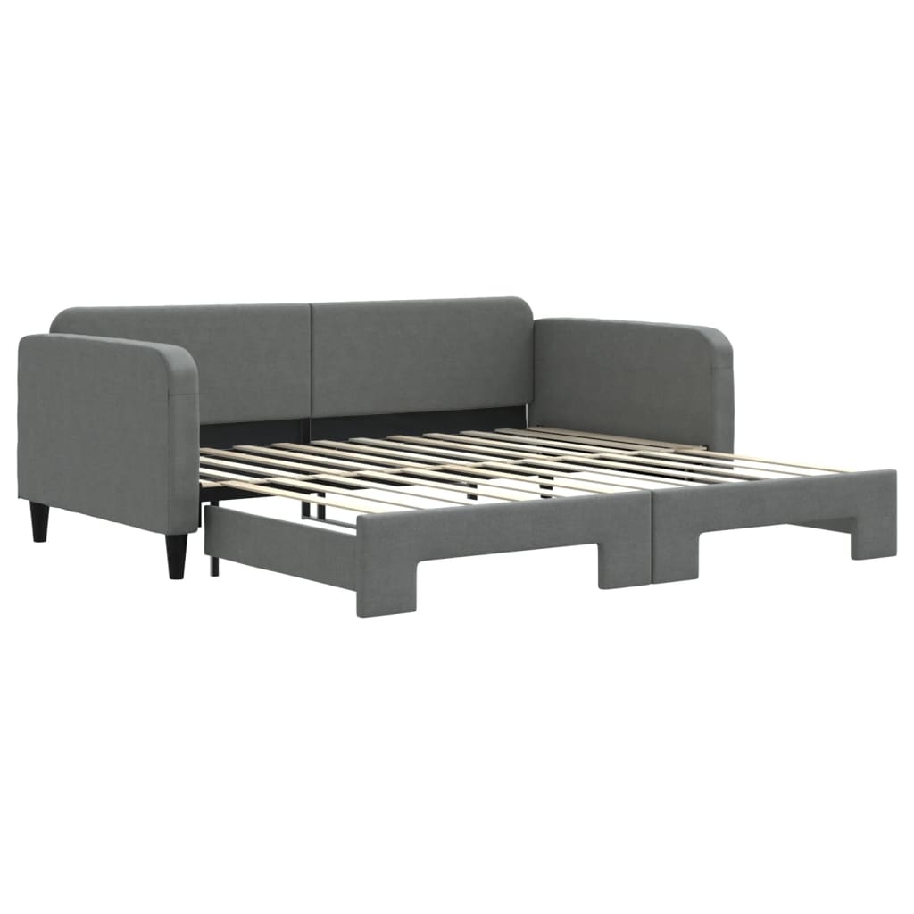 vidaXL Tagesbett Ausziehbar Dunkelgrau 100x200 cm Stoff