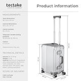 thumbnail of tectake Bordtrolley Airway, Aluminium, TSA-Schlösser, 4 Doppelrollen 38 x 24,5 x 53 cm Silber