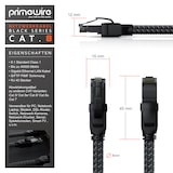 thumbnail of Primewire Patchkabel CAT 8 mit Baumwollummantelung, Gigabit Ethernet LAN Kabel - Black Series, 40 Gbit/s - S/FTP PIMF Schirmung, Netzwerkkabel - 15m