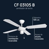 thumbnail of Orbegozo ventilador de techo CF 03105, 3 velocidades, 4 aspas, 105 cm diámetro, 50 W
