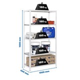 thumbnail of Schwerlastregal METAL SHARK | HxBxT 180x90x40cm | Fachlast 180kg | Weiß-Verzinkt