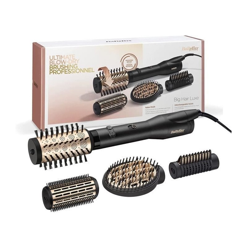 Babyliss Big Hair Luxe As970e - Brosse Soufflante Rotative Multistyle - 50mm Ceramique - Brosse Fixe 38mm - 650w