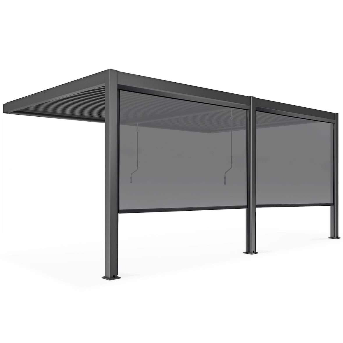 Pergola bioclimatica addossata 3x6m e 2 tende da sole 2,66 x 2,34m