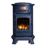 thumbnail of Poele à gaz 3,4KW Bleu Saphir Mat Effet poêle à bois Fonte véritable + Tuyau gaz + détendeur butane Provence Sahara