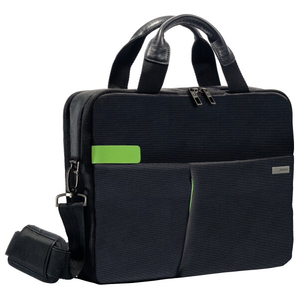 Leitz Laptoptasche Smart Traveller 13 " Polyester, Metall, Echtleder Schwarz 37 x 7,5 x 27 cm