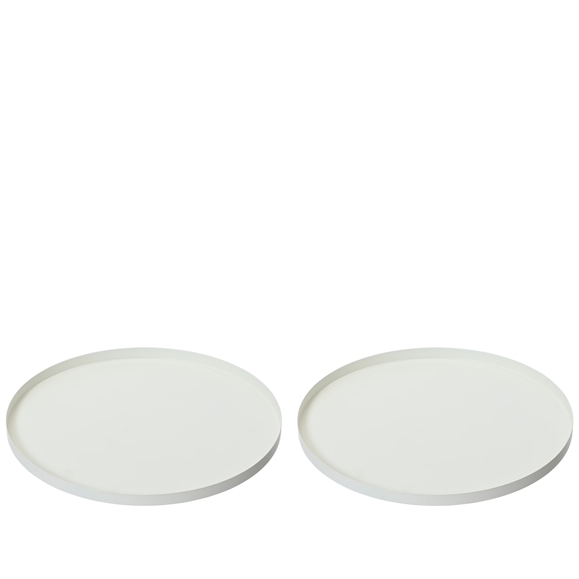 Dekoratives Tablett rund 30-35cm Metall matt 2er Set - Deko Serviertablett - Dekoschale Dekotablett - Serving Tray Schlicht - Dekoteller weiß
