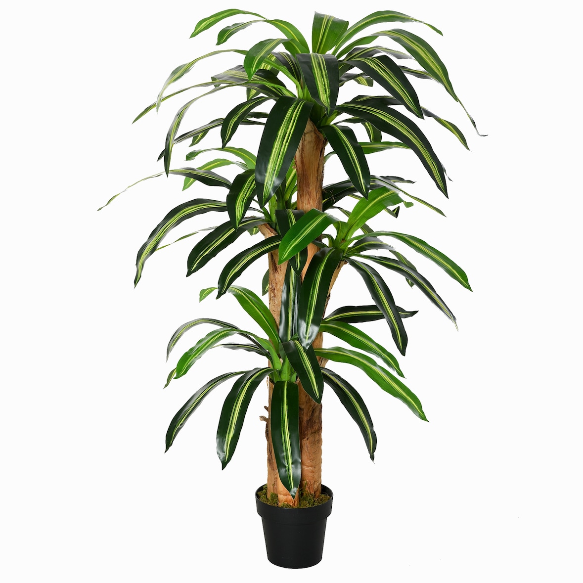 Dracaena artificial 160 cm con maceta árbol artificial con 66 hojas musgo planta artificial para decoración jardín balcón oficina salón Ø20x160 cm