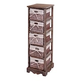 thumbnail of Regal Kommode mit 5 Korbschubladen 90x25x28cm, Shabby-Look, Vintage ~ braun