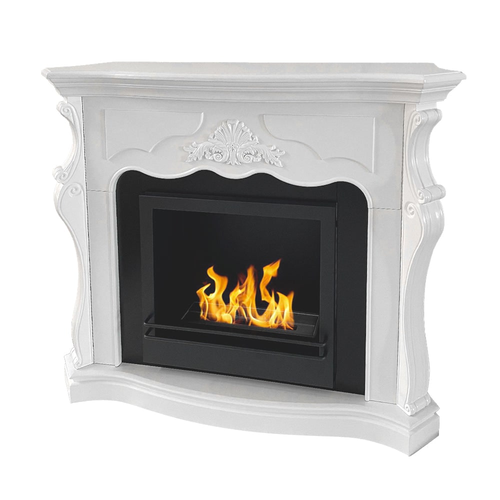 Bioethanol-Kamin Paris Bodenbiokamin aus weißem Holz L123xT39xH100