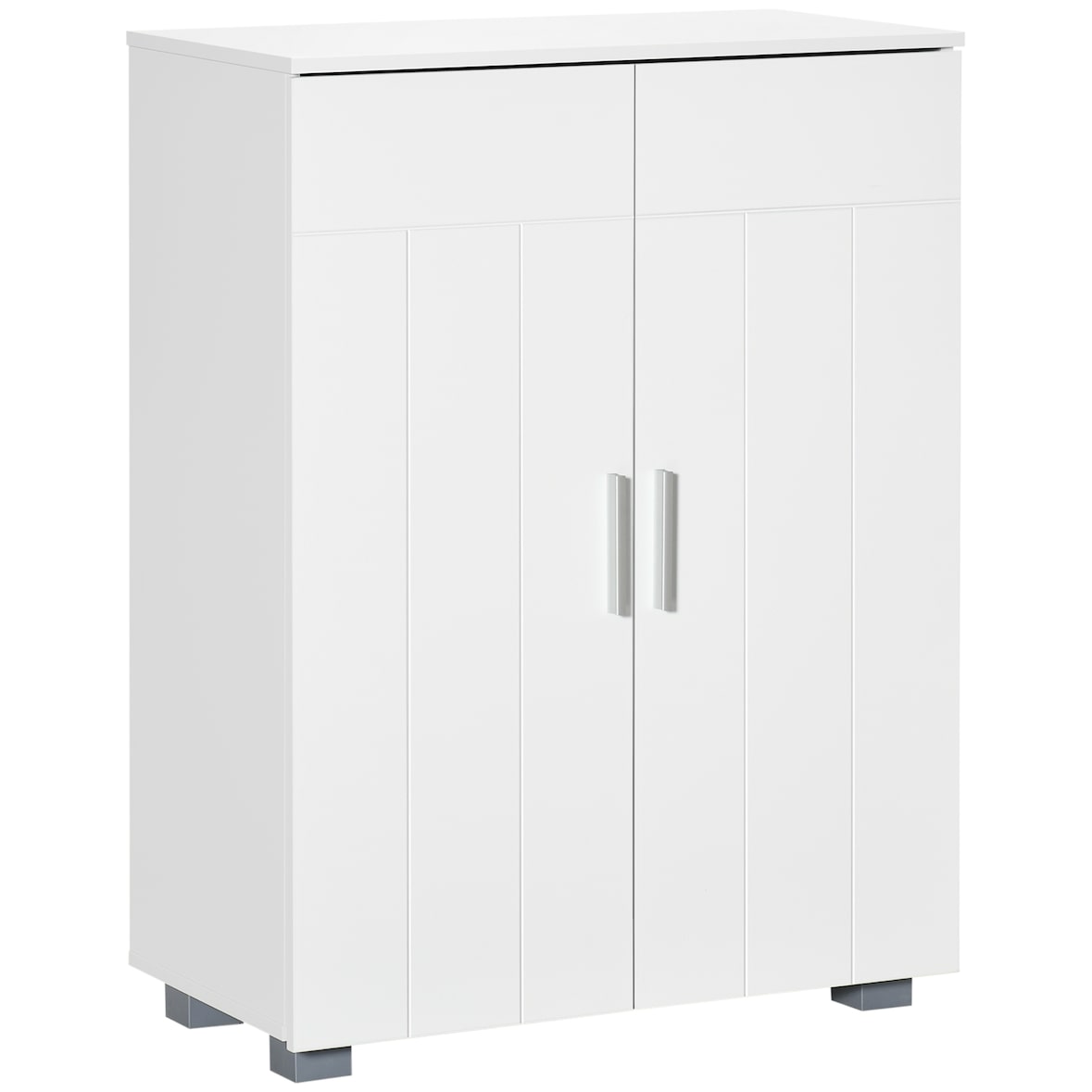 Armario de Baño con 2 Puertas y 2 Estantes Ajustables de 7 Niveles Mueble Auxiliar de Almacenaje para Salón Cocina Antivuelco 60x30x80 cm
