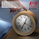 thumbnail of BEARWARE Analoger Wecker mit rundem Holzkorpus Holz Wecker mit beleuchtetem Ziffernblatt