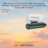 thumbnail of D&C-Toner für Samsung ML-1865 Tonerkassette Schwarz 1.500 Seiten kompatibel Samsung ML1865 Drucker MLT-D1042S