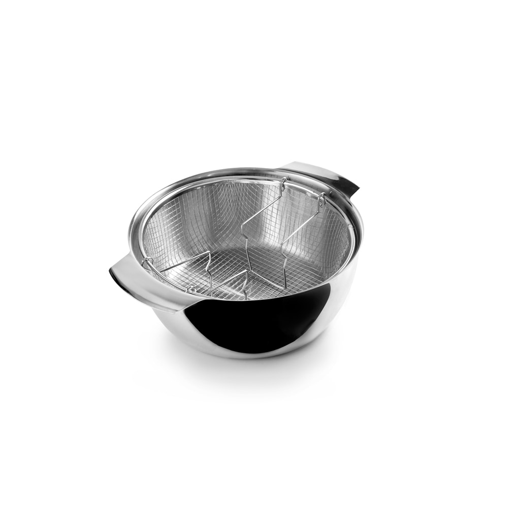 Friteuse inox induction 24 cm -  Argent / Métallique Rond Acier Inoxydable (inox  Ibili 31.00x25.00 cm
