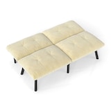 thumbnail of Klappbares 2-Sitzer-Sofa aus Samt in Creme mit Schlaffunktion, Metallrahmen